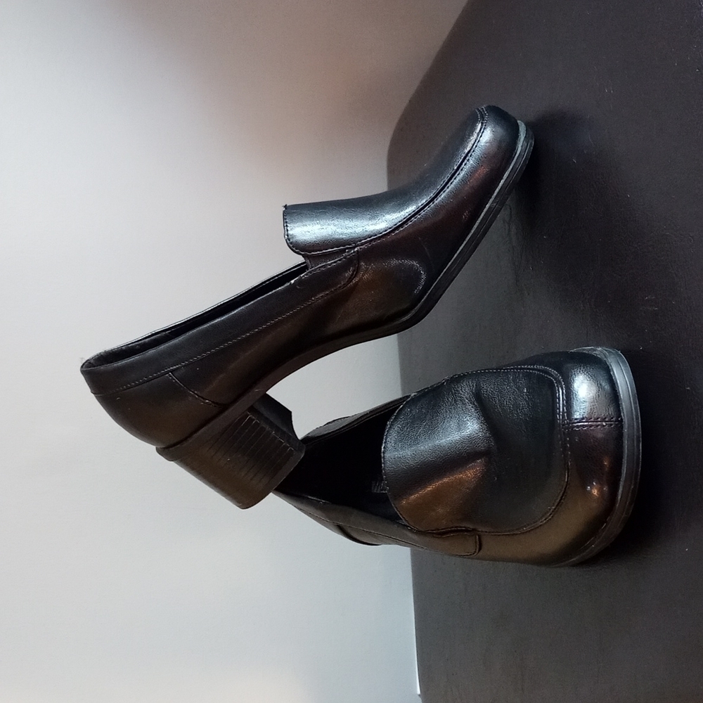 Midtown Black Block Heel Slip on Loafer